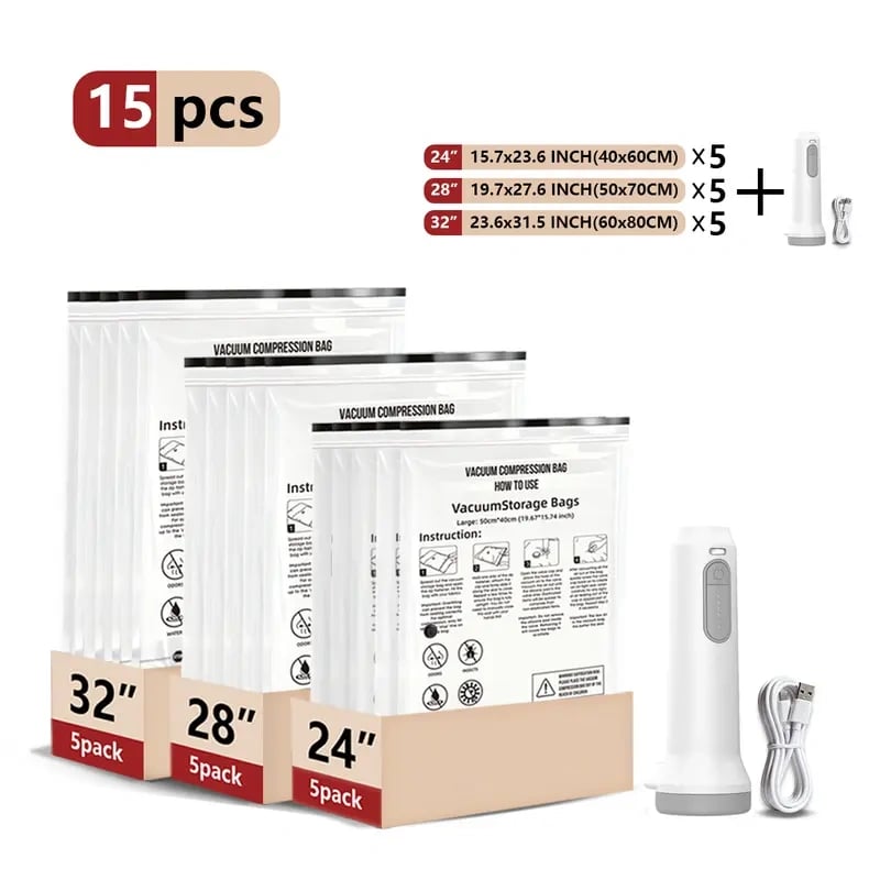 🎁Last day 49% OFF - Cordless Travel Vacuum Storage Compression Bag Set
