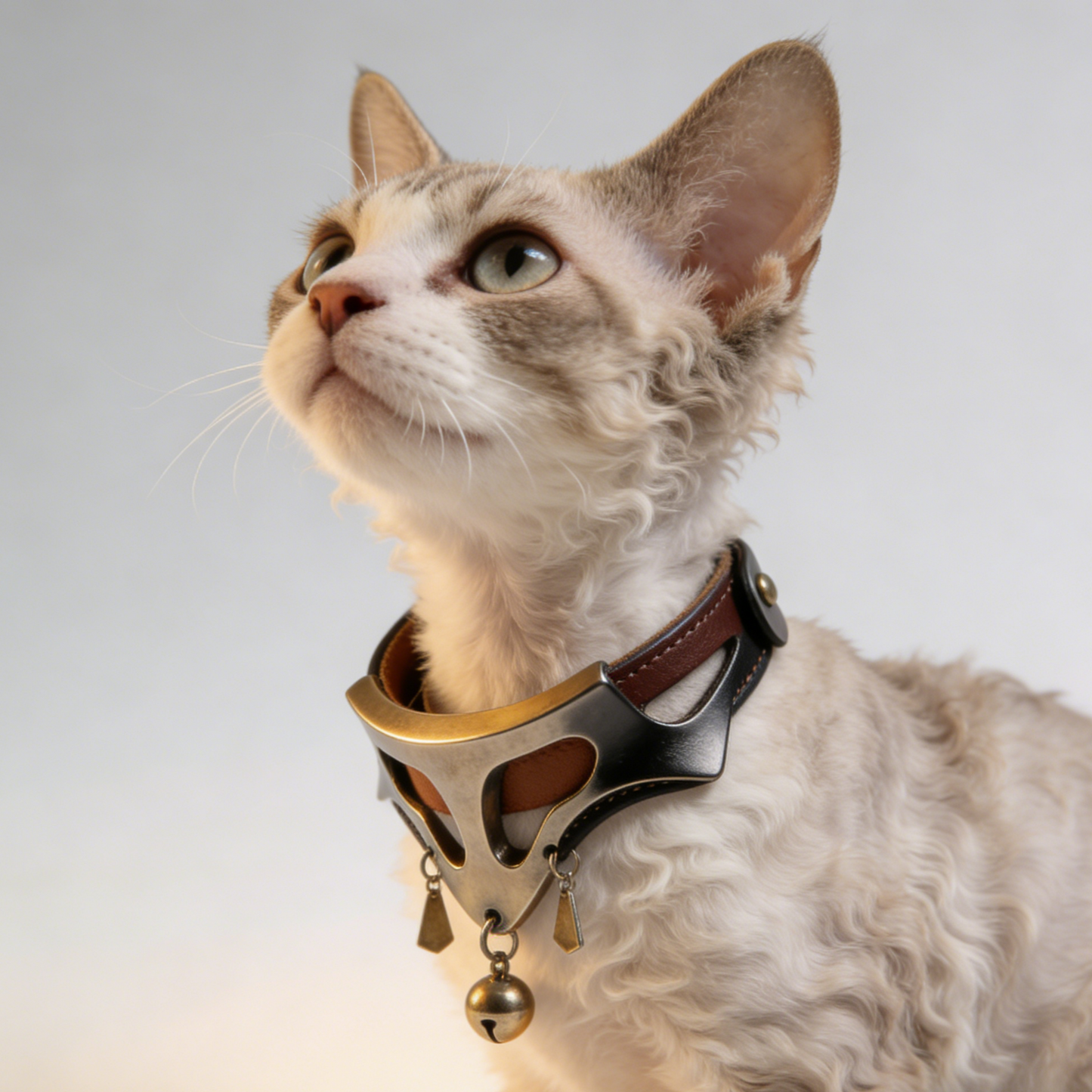 Handcrafted Leather Dog Collar with Vintage Bell | Unique Hollow Metal Design | Medium Large Dogs