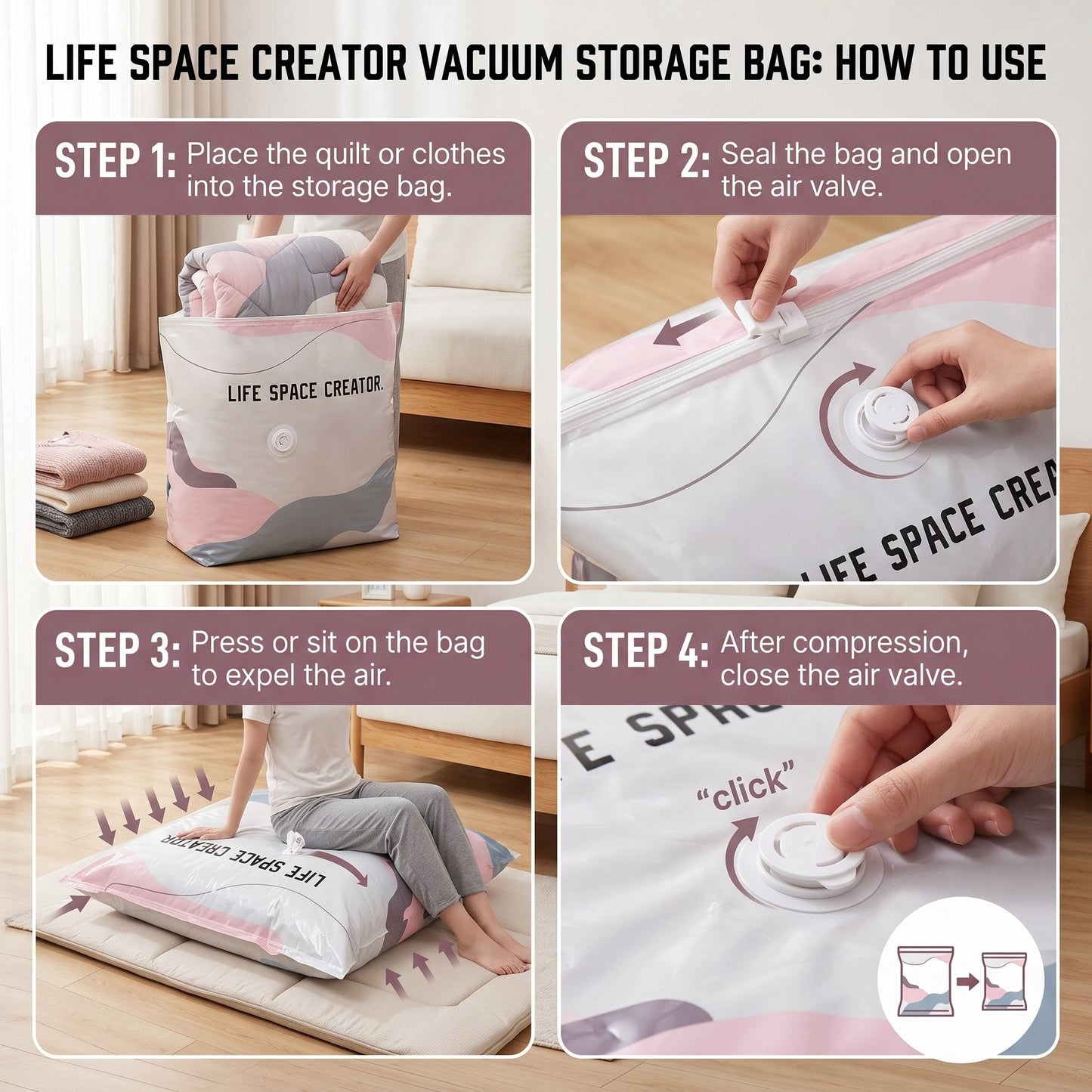 SVOZK® No-Pump Vacuum Storage Bags