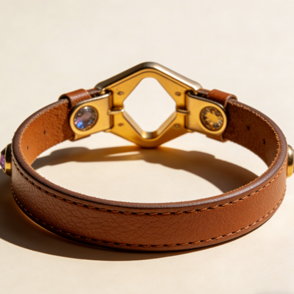 Luxury Gemstone Pet Collar | Gold Star Leather Dog Collar for Stylish Pups