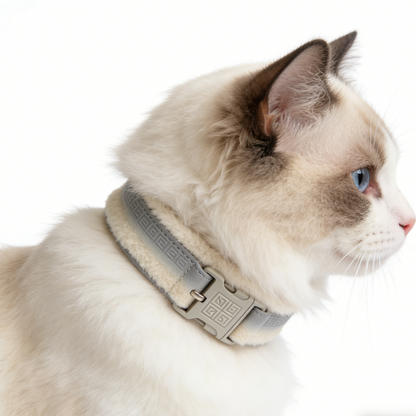The "Hera Comfort" | Gradient Leather Collar with Plush Fleece Lining