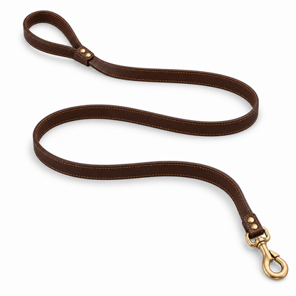 Kindwellia Dark Brown Short Pet Leash with Gold-Tone Studs and Clip