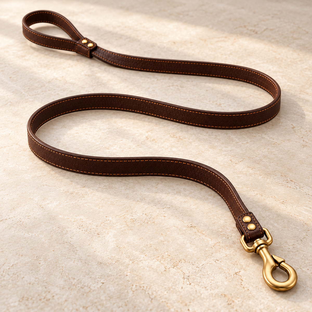 Kindwellia Dark Brown Short Pet Leash with Gold-Tone Studs and Clip